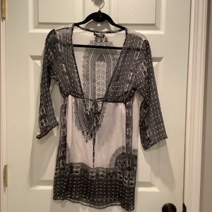 Black and white sheer coverup.